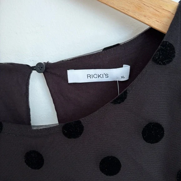 Sheer Polka Dot Mesh Blouse - Flocked Dots - NWT - Size XL - Picture 4 of 6